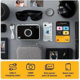 Kodak Printomatic+ Sofortbild-Digitalkamera, Zink-Fotopapier 2x3 (5,1x7,5 cm) 10 MP, RGB-LED, druckt Farbfotos, Schwarz