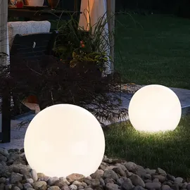Expo Börse Kugelleuchte Solar 10 cm Solarleuchte Kugel Garten LED Gartendeko Solarkugel für Außen klein, Leuchtdauer ca. 6-8 Stunden, H 38 cm, 8er Set