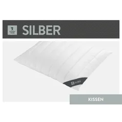 Baumwollkissen SPESSARTTRAUM "Silber", weiß, B:80cm L:80cm, Bettdecken Bezug: 100% Baumwolle. Kopfkissen Bezug: 100% Baumwolle. Kopfkissen Füllung: 100% Polyester, Kopfkissen, hergestellt in Deutschland, allergikerfreundlich