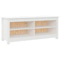 Furnicato Schuhbank Weiß 110x38x45,5 cm Massivholz Kiefer