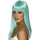 Smiffys Glamourama Perücke, Neon-Aquamarinblau, Lang, Glatt mit Pony Halloween