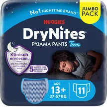 DryNites Huggies DryNites Nachtwindeln Jungen ab 13 bis ca. 17 Jahre (48-60 KG), 33 Stück (3x11), Jumbo-Monatspack, Windel-Pants XL