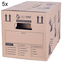 pajoma® Aufbewahrungsbox XXL Umzugskarton (Spar-Set, 5 Stück), Profi Aktenkarton 2-wellig, extra stabil bis 40 kg braun