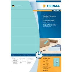 HERMA Farbige Etiketten 105 x 37 mm, 1.600 Etiketten, blau, permanenthaftend