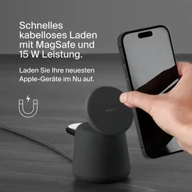Belkin BoostCharge Pro Kabellose 2-in-1-Ladestation mit MagSafe (15 W), grau - Grau