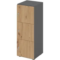 Hammerbacher Schließfachschrank grafit, asteiche V234L3/G/R/DS, 3 Schließfächer 40,0 x