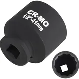 MIGUBIGU 1 Stück 41mm Vielzahn Schlagschrauber, 1/2 Vielzahn Nusskasten, 12 Kant Schlagschrauber Nüsse, Chrom-Vanadium-Stahl Vielzahn Nuss Satz, Länge 53 mm