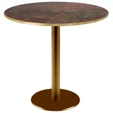 Restootab Tisch Rome goldmetallic Ø70cm - Modell Underground Rost mit messingfarbenen Kanten