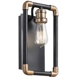 Wandlampe Leuchte Flurlampe schwarz messing Industrial Rohr Design Filament LED