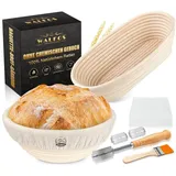 luxuskollektion Gärkörb Set 2-teilig 23cm Rund + 25cm Oval 100% Rattan