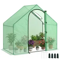 Outsunny Gewächshaus mit Fenster, Rolltür, Winterfest Foliengewächshaus aus Stahl, Treibhaus für Balkon, Garten, Tomatenhaus 180 x 100 x 168 cm, Tomatengewächshaus für Tomaten, Gemüse, Dunkelgrün