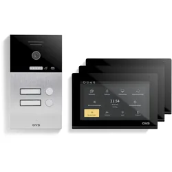 GVS - 2-Familienhaus IP Video Türsprechanlage AVS1089A - Mit 3x7 Zoll Monitor, App, HD-Kamera & Türöffner Funktion