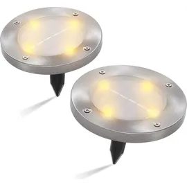 esotec Solarleuchte Kunststoff D=112mm 2er Set silber