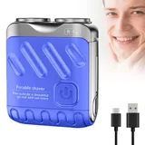 Rasierer Herren Elektrisch, 2024 Neuest Tragbarer Elektrischer, IPX7 Wasserdichter USB Mini Rasierer 6D Flexibler Mini Rasierer Herren Elektrorasierer Herren für Nass und Trockenrasierer (Blau)