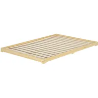 Erst-Holz Futonbett Bodenbett extra niedriges Holzett 140x200 Kiefer lackiert Zubehör wählbar V-60.47K-14Rollrost inkl.
