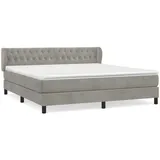 vidaXL Boxspringbett mit Matratze Hellgrau 160x200 cm Samt