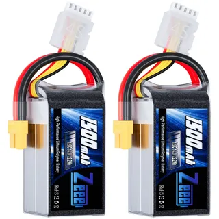 Zeee 4S LiPo Akku 1500mAh 14,8V 120C mit XT60 Steck für UAV Drones FPV Rennrad Quadcopters Flugzeug Hubschrauber RC Boot RC Auto (2 Packungen)