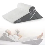 MIUUIPI 3-in-1 Keilkissen, Verstellbares Keilkissen Bett und Couch, Reflux Kissen, Lesekissen zur Schlaferhöhung Rückenkissen, Betterhöher, Rückenstützkissen, Beinkissen, Venenkissen