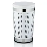 Kela Sitz-Wäschebox Sevilla, Ø 35 cm, Metall, weiß, belastbar bis zu 160 kg, mit Sitzkissen, 21817