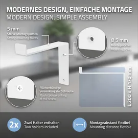 ML-Design 2 Stück 20x4x14,5 cm Weiß, Metall, 8 Zoll Regalhalterungen, Industrielle Regalwinkel, Regalträger für Wandmontage, 90 Grad Wandhalterung, L-Form Wandregal, inkl. Schrauben