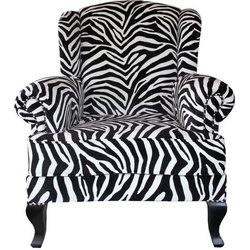 Casa Padrino Chesterfield-Sessel Luxus Designer Chesterfield Ohren Sessel Zebra – Club Möbel – Limited Edition