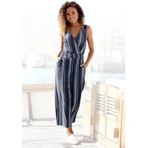 LASCANA Culotte-Overall aus strukturierter Ware, sommerlicher Jumpsuit mit Streifen blau 46