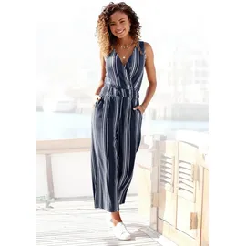 LASCANA Culotte-Overall aus strukturierter Ware, sommerlicher Jumpsuit mit Streifen blau 46