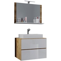 VCM my bath Badmöbel-Set Lendas M 915292 honig-eiche, weiß