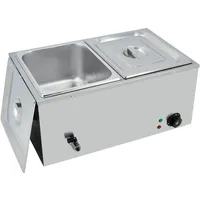 TAIMIKO Elektrisches Wasserbad aus Edelstahl, 220 – 240 V, 1500 W, Kommerziell Speisewärmer, Bain Marie 2 Behälter, Töpfe mit Ablassventil, Temperaturkontrolle