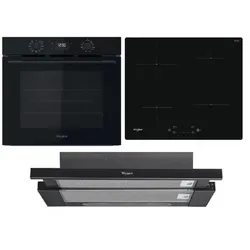 Whirlpool Backofen OMK58CU1SB + Induktionskochfeld WSQ7360NE + Haube AKR7491NB SETWH31