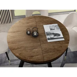 WFL GROUP Esstisch, Alteiche, Holzwerkstoff, 8-Sitzer, Rund,Rund, 100x76x100 cm, Esszimmer, Tische, Esstische