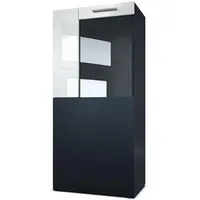 Vladon Vitrine, Weiß Hochglanz, 50.5x111x32.5 cm, Wohnzimmer, Wohnwände, Vitrinenschränke
