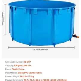 Vevor Fischteich 3100L blau