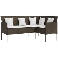 vidaXL Sofa in L-Form mit Kissen Gartensofa Lounge Gartenmöbel Sitzgruppe Couch Sofagarnitur Sitzgarnitur Terrassenmöbel Poly Rattan Braun