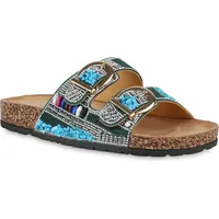 VAN HILL Damen Pantoletten Sandalen Bequeme Strass Zierperlen Schuhe