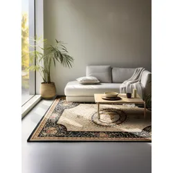 Teppich NORTHRUGS "Adraskan", schwarz (schwarz,creme), B:160cm H:8mm L:235cm, Polypropylen, Teppiche, Orient Optik, Läufer, strapazierfähig, pflegeleicht, robust
