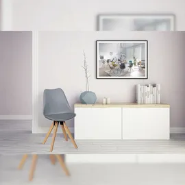 KADIMA DESIGN 2er Set Retro Esszimmerstuhl LIMA grau, Polsterstuhl Skandinavisch Rückenlehne, Küchenstuhl Kunstleder