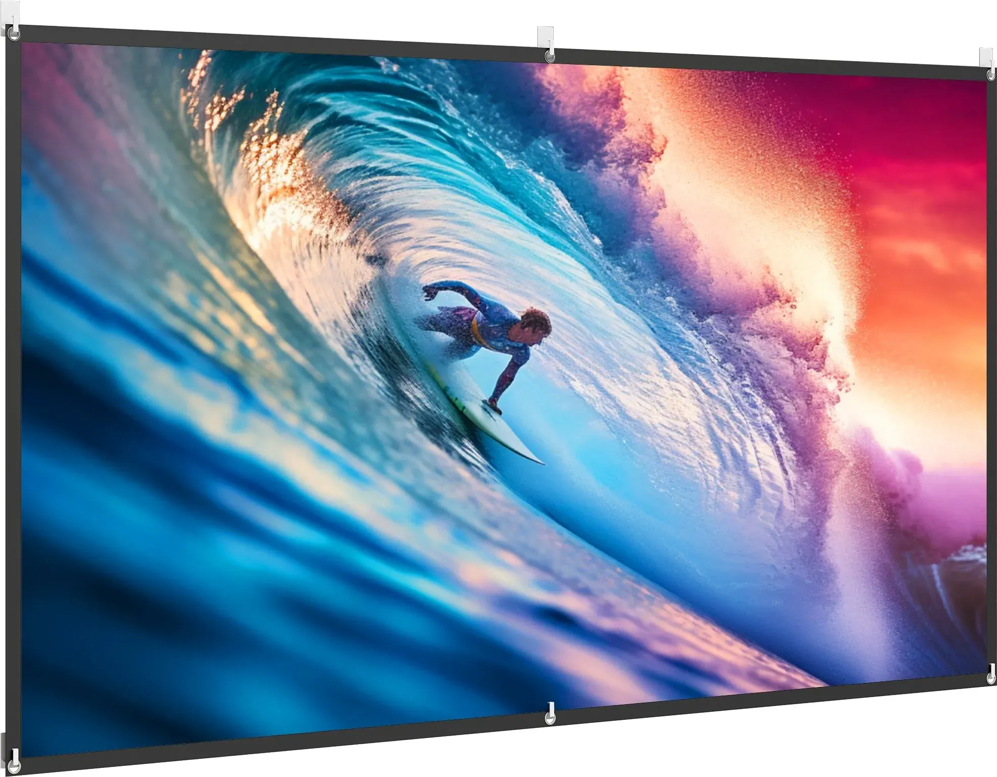 HOMCOM Projektionsleinwand 254 cm 4K/8K HD Format 16:9, manuell höhenverstellbar, waschbare Leinwand, 160° Weitwinkel, für Zuhause, Heimkino, Kino, Büro, Weiß   Aosom