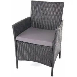 Mendler Poly-Rattan Garten-Garnitur HWC-D82, Sitzgruppe Lounge-Set ~ schwarz mit Kissen anthrazit