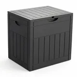 VOUNOT® Gartenbox Wasserdicht Outdoor 126L, Aufbewahrungsbox Garten mit Griffmulden & Verschlussvorrichtung, Auflagenbox Kissenbox für Balkon Terrasse, 56 x 43 x 53 cm, Holzoptik Schwarz