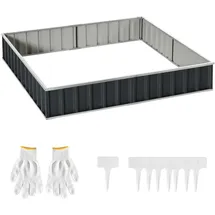 Outsunny Hochbeet DIY Gartenbeet mit T-Form-Pflanzenschilder Handschuhe Stahl