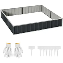 Outsunny Hochbeet DIY Gartenbeet mit T-Form-Pflanzenschilder Handschuhe Stahl