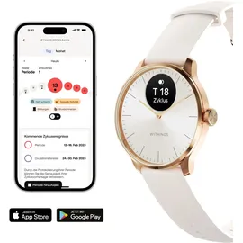 Withings ScanWatch Light 37 mm sand, Sport Fluorelastomer-Armband weiß/rosegold
