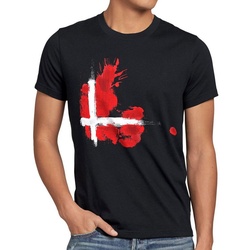 style3 Print-Shirt Herren T-Shirt Flagge Dänemark Fußball Sport Denmark WM EM Fahne schwarz 4XL