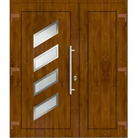 Kunststoff Haustür zweiflügelig "ELLEN" 71 mm Golden Oak holzähnlich innen öffnend DIN rechts