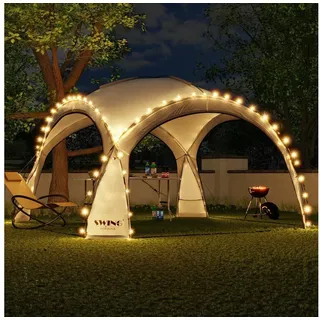 Swing&Harmonie Swing&Harmonie® LED Event Pavillon XXL DomeShelter 450cm Garten inkl. Solarmodul Designer Gartenzelt Camping Partyzelt mit Beleuchtung - anthrazit)
