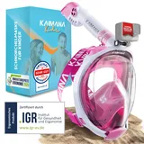 Die Preisgekrönte KAIMANA® Schnorchelmaske Kinder inkl. Tragetasche - absolut CO2 sichere Tauchmaske Kinder - Tauchermaske Kinder - Taucherbrille Kinder 4 Jahre - Kinder Schnorchelmaske