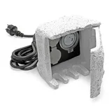 Wiltec 2-fach Gartensteckdose Außensteckdose Kunstharz Zeitschaltuhr Ip44 Outdoor Steinoptik 5m Kabel