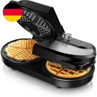 Arendo - Waffeleisen Doppelt - Belgische Waffel/Herzform - Zwei Verschiedene Des