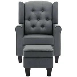 vidaXL Sessel mit Fußhocker Hellgrau Stoff
